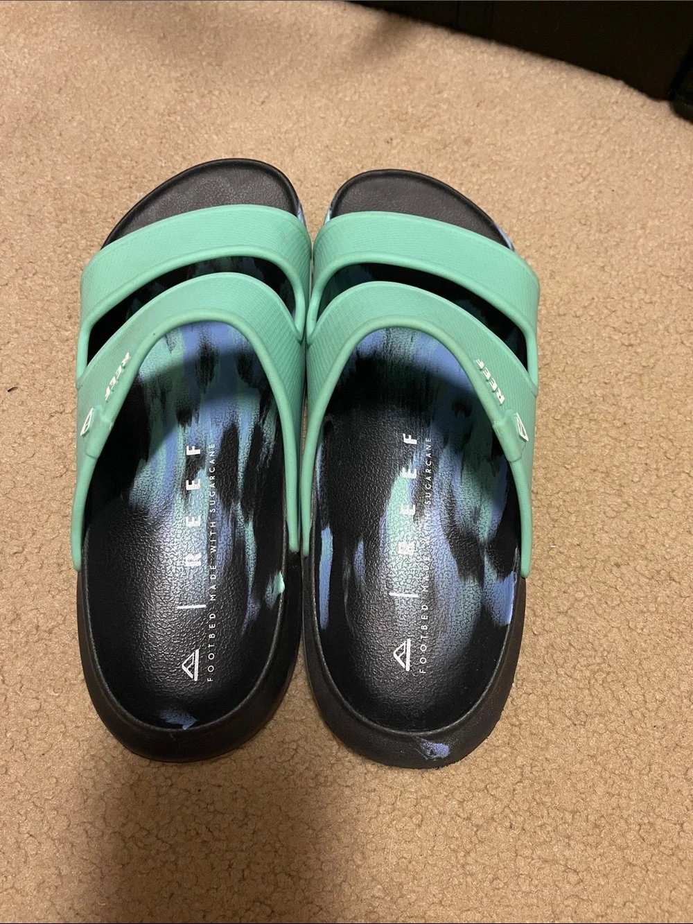 Reef Men's Mint Green Dual-Strap Slide Sandals